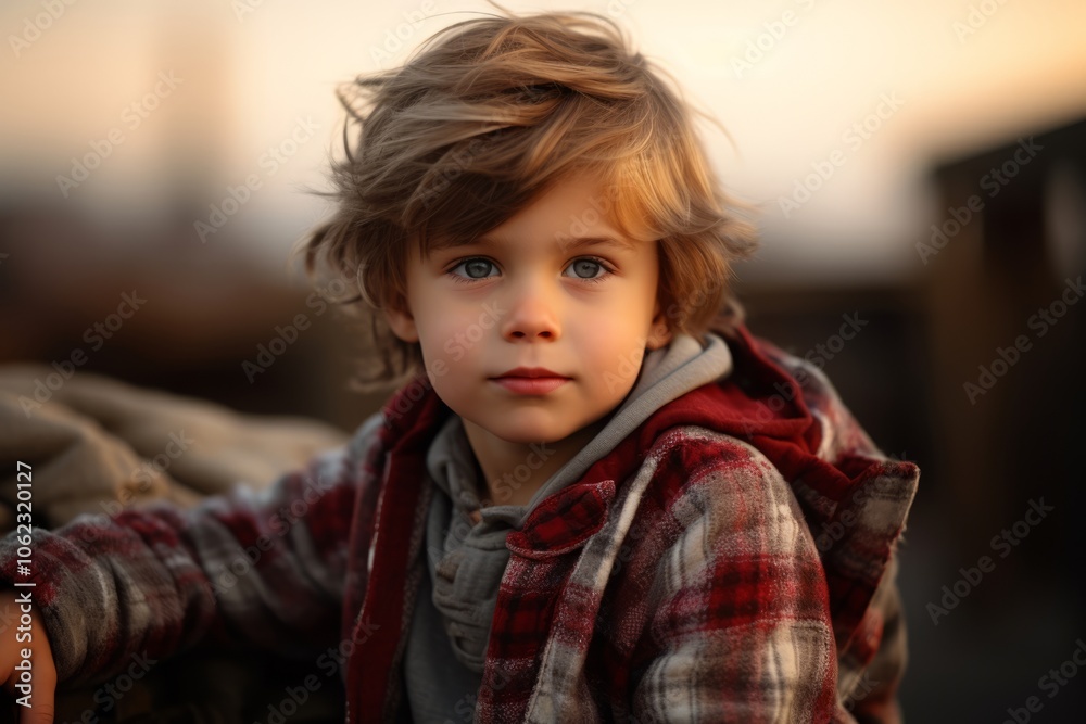Portrait of a cute little boy in a plaid shirt. Portrait of a cute little boy in a plaid shirt.