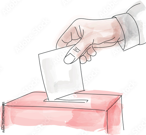 A hand throwing in a voting card - vector illustration