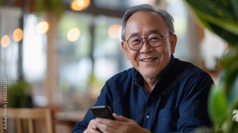 The Smiling Man with Smartphone