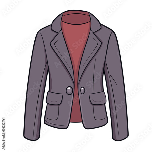 Vector Cartoon Women Jacket Illustration isolated white background