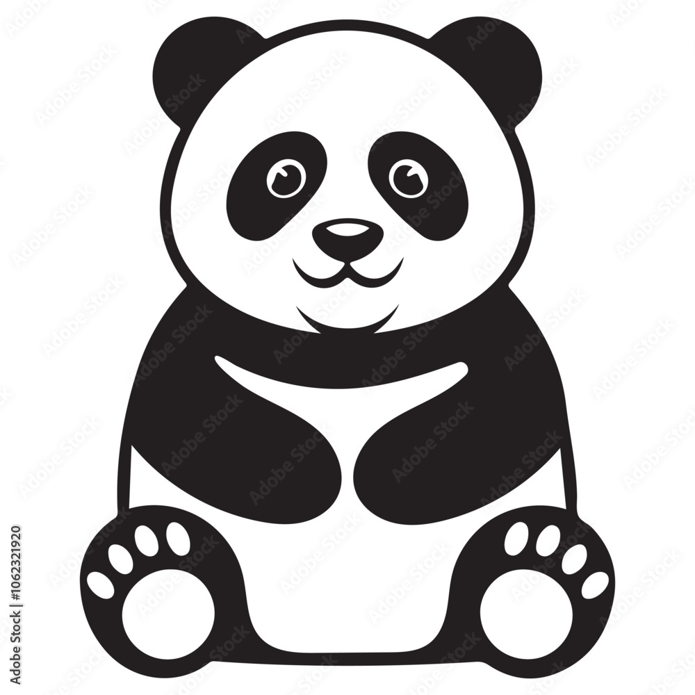 Fototapeta premium a cute panda bear sitting upright with big eyes