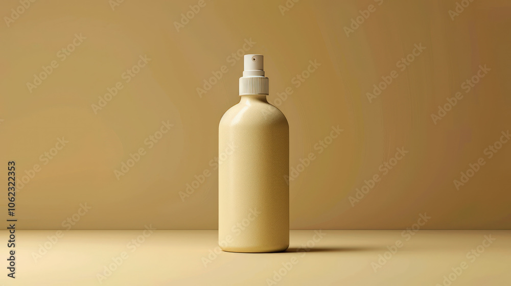 Beige Spray Bottle in Minimalist Monochrome Setting
