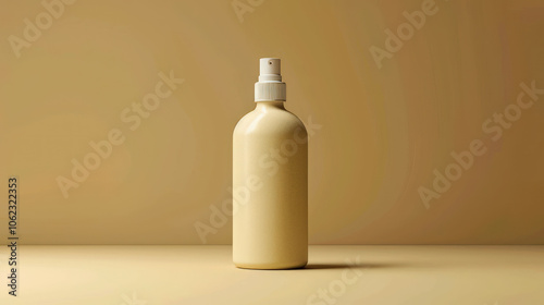 Beige Spray Bottle in Minimalist Monochrome Setting
