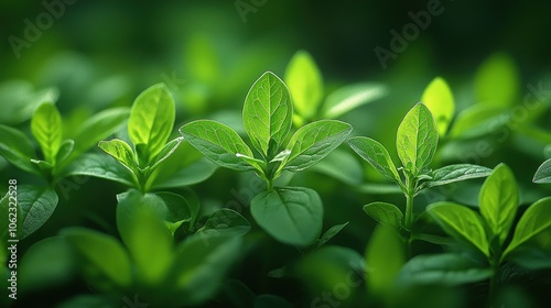 Lush green basil plants in sunlit garden displaying freshness and organic growth