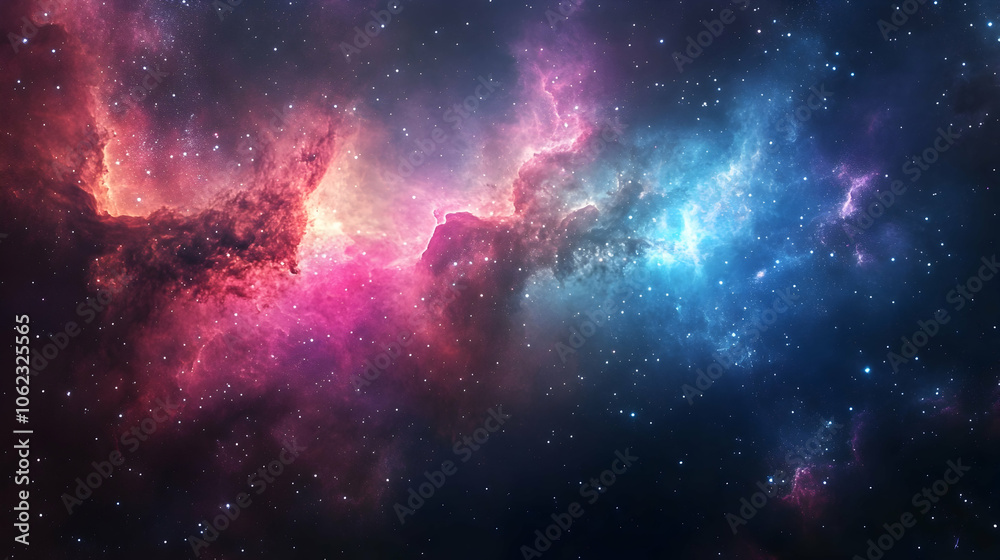 Fototapeta premium A breathtaking view of a colorful nebula with swirling gases and bright stars against the vast expanse of space. 