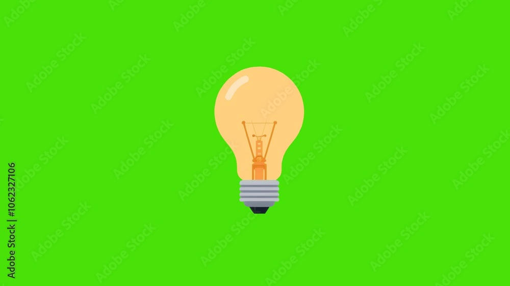 4k icon of yellow light bulb isolated on green screen