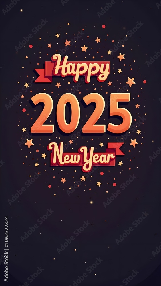 Festive wallpaper featuring a Happy New Year 2025 design. Festive wallpaper featuring a Happy New Year 2025 design.