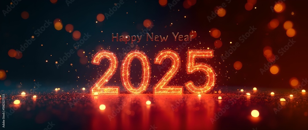 Festive wallpaper featuring a Happy New Year 2025 design. Festive wallpaper featuring a Happy New Year 2025 design.