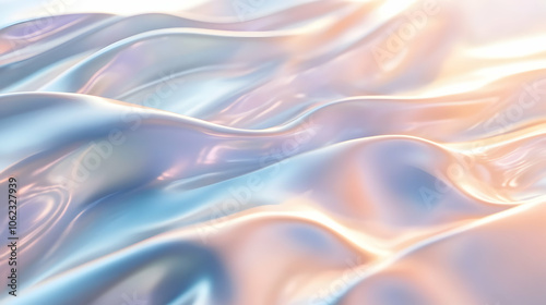 Wallpaper Mural A smooth and elegant abstract wave pattern in pastel hues of blue, peach, and white, creating a soft and fluid design. Torontodigital.ca