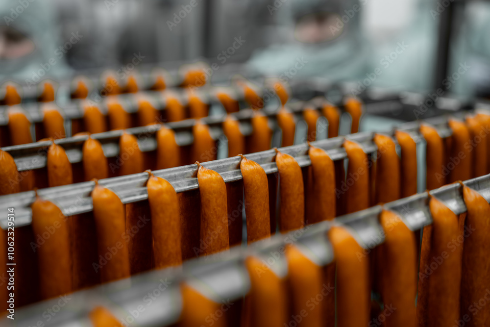 Production of sausages - smoking and maturing process - meat industry