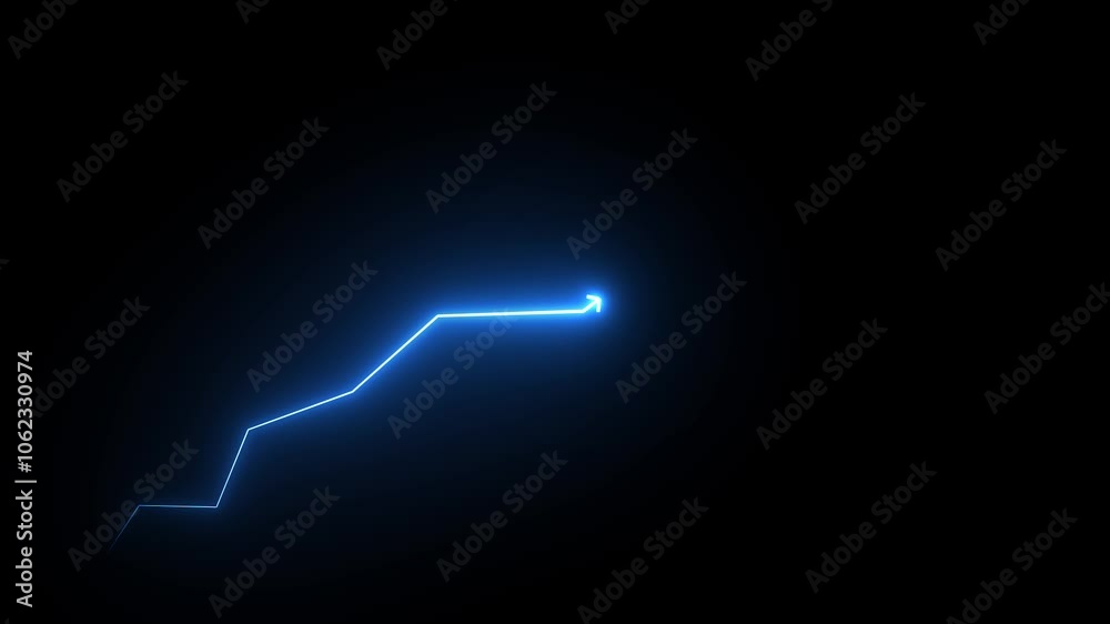 neon business growth arrow animation. abstract business down to up arrow animation.