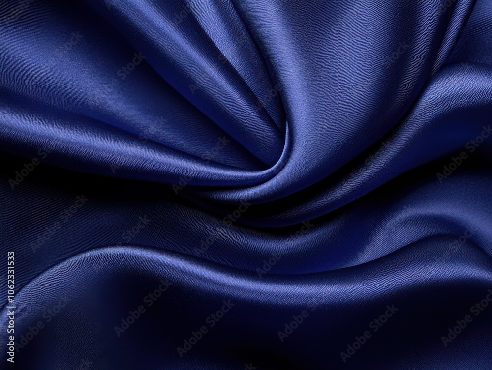 Fototapeta premium A luxurious blue satin fabric creates an elegant and smooth abstract background with soft folds and subtle sheen, evoking a sense of sophistication and calm.