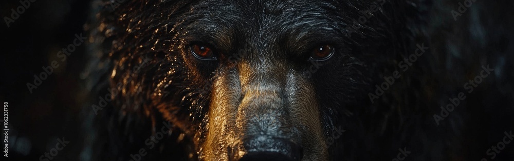 Close-up of a majestic grizzly bear in its natural wild environment Close-up of a majestic grizzly bear in its natural wild environment