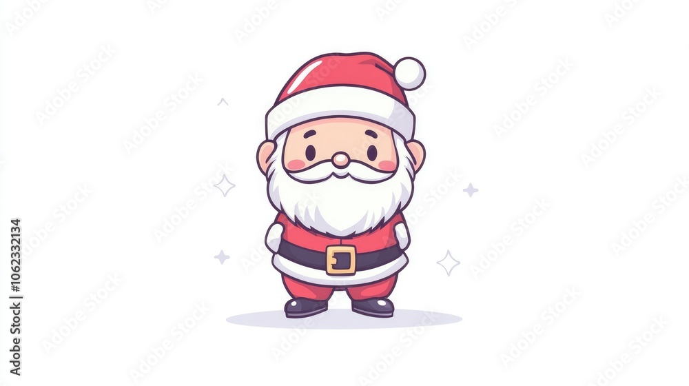 Children's drawing of Santa Claus in a red coat and hat on a clean white background New Year's Eve happy holiday Children's drawing of Santa Claus in a red coat and hat on a clean white background New Year's Eve happy holiday