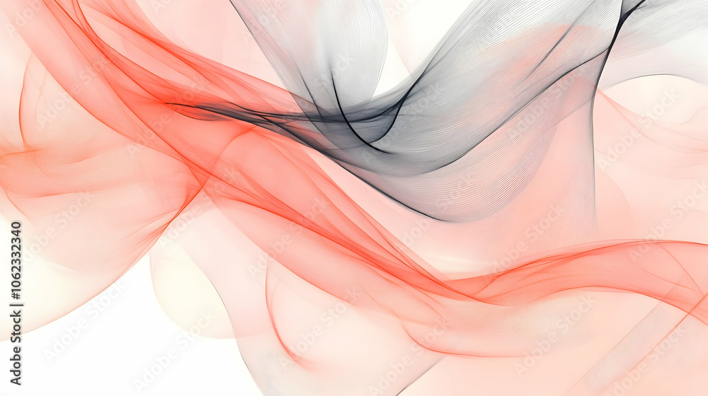 Abstract minimalist background showcasing intertwined lines in soft coral and gray, perfect for greeting card designs Abstract minimalist background showcasing intertwined lines in soft coral and gray, perfect for greeting card designs