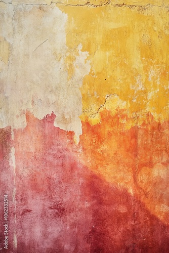 An artistic blend of warm colors creates a beautifully textured, abstract wall effect for any space