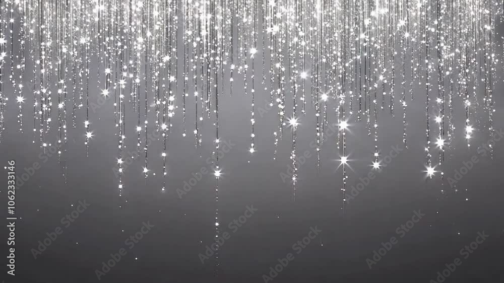Glittering silver sequins fall gracefully, providing an elegant and decoration suitable for festive occasions