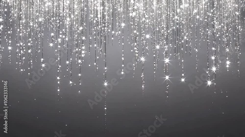 Glittering silver sequins fall gracefully, providing an elegant and decoration suitable for festive occasions