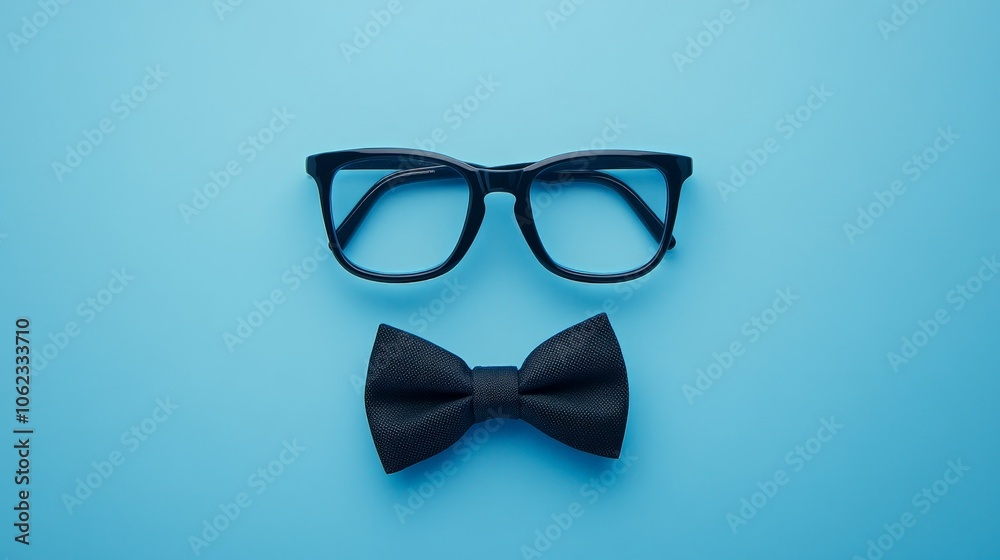Minimalist Design of Glasses, Moustache, and Bowtie Concept Minimalist Design of Glasses, Moustache, and Bowtie Concept