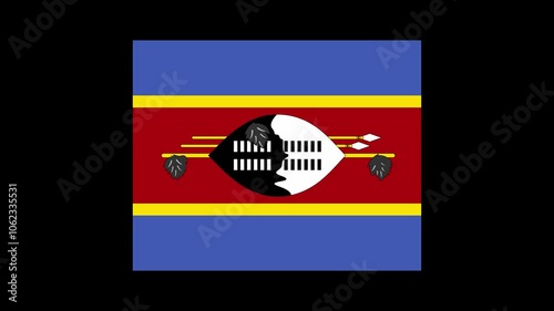 Eswatini Country Flag Shapes and Elements Construction Animation