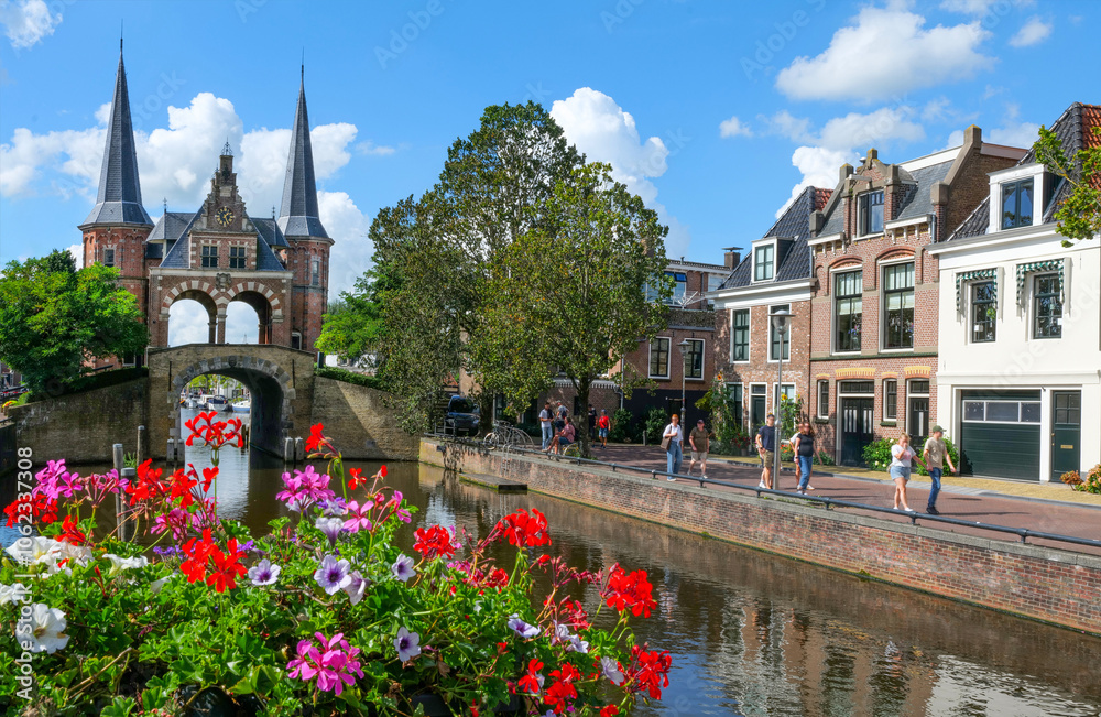 Obraz premium Sneek, Holland, Historische Altstadtszene