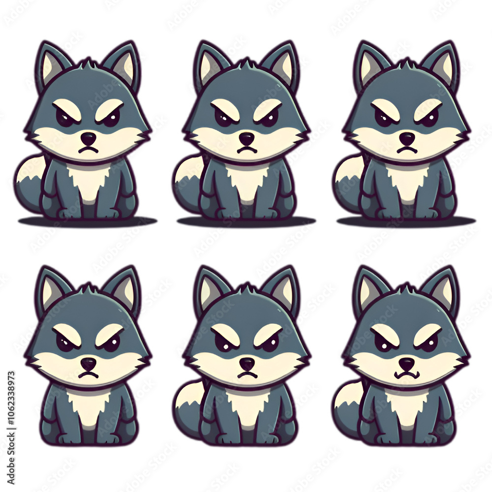 Fototapeta premium Vector Illustration of Cute Wolf Characters.
