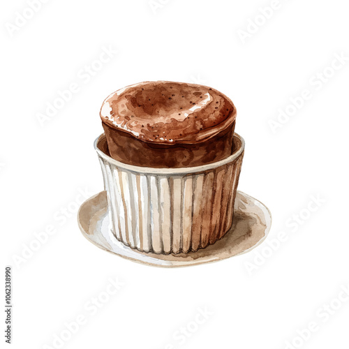 chocolate souffle vector illustration in watercolor style