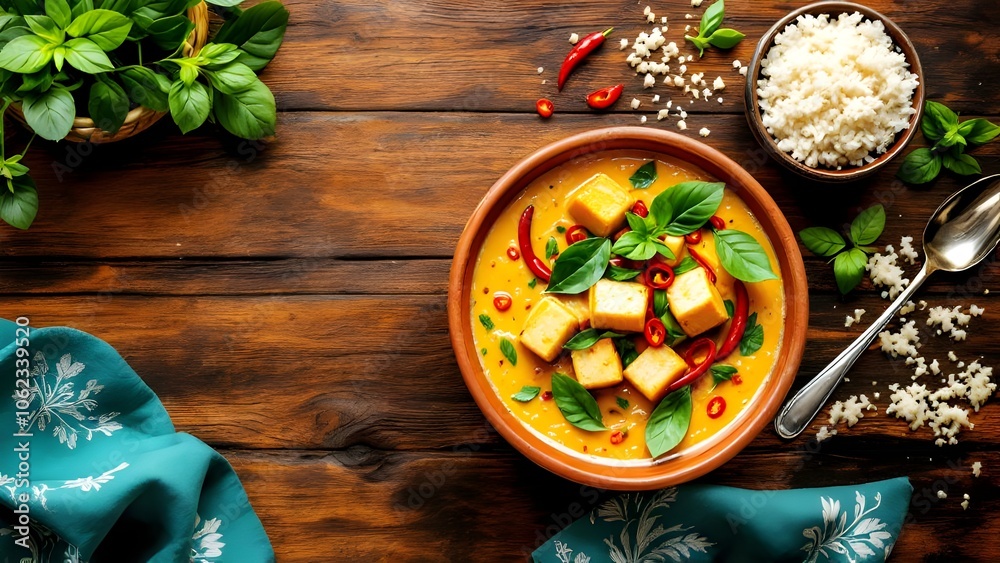 Amok Tao Hu (Tofu Amok) in Coconut Curry with Fresh Basil (Cambodian Cuisine) Amok Tao Hu (Tofu Amok) in Coconut Curry with Fresh Basil (Cambodian Cuisine)