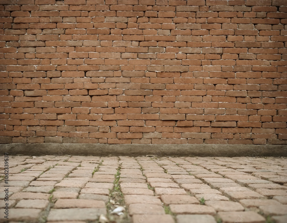 brick wall and concrete floor ground dirty wall