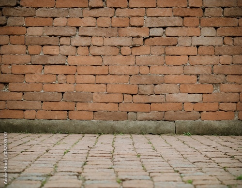 brick wall and concrete floor ground dirty wall