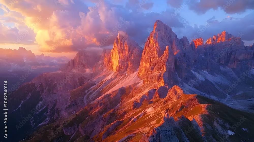 Fototapeta premium Sunrise Over the Dolomites in Northern Italy