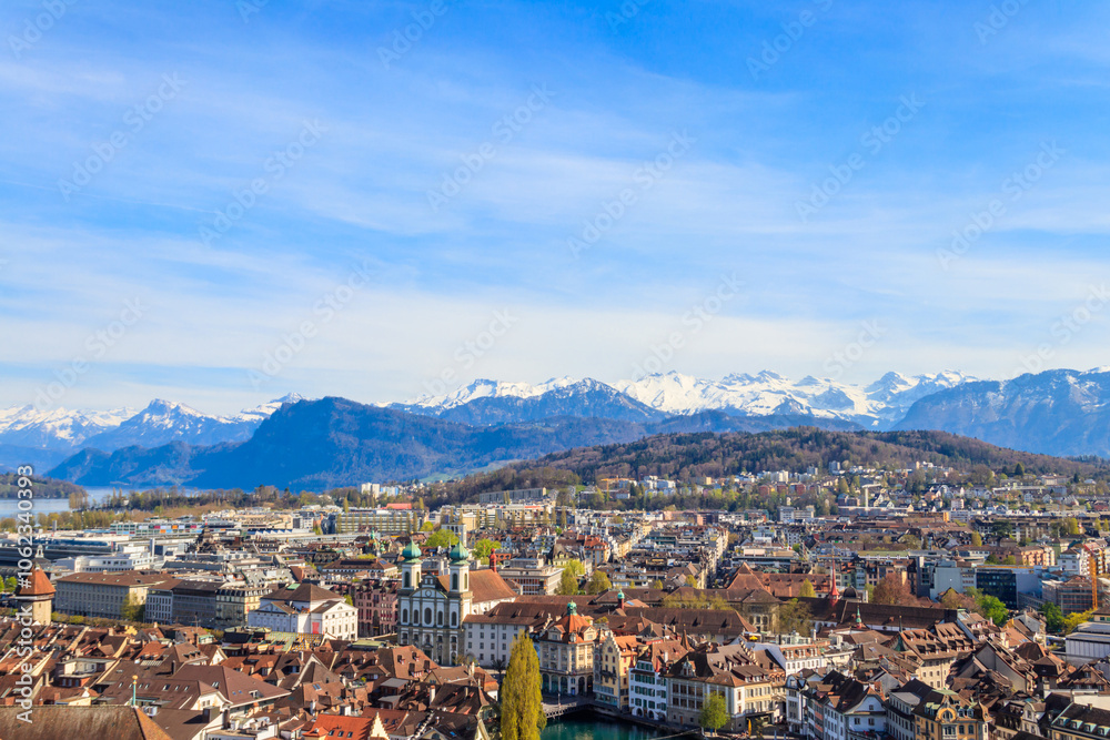 View of the old town of Lucerne (Luzern) city in Switzerland. View from above View of the old town of Lucerne (Luzern) city in Switzerland. View from above