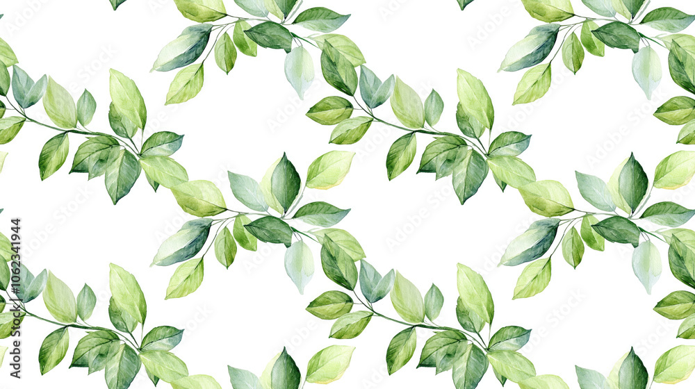 Seamless watercolor wreath pattern featuring hand drawn green leaves with ample copy space ideal for invitations and prints Seamless watercolor wreath pattern featuring hand drawn green leaves with ample copy space ideal for invitations and prints