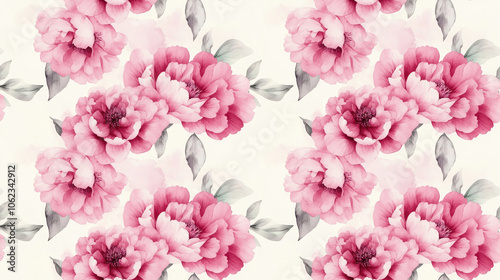 Seamless watercolor pattern of pink peony bouquets ideal for greeting cards invitations for weddings birthdays and summer themed backgrounds