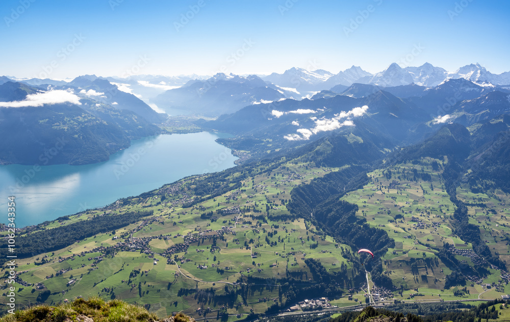 Fototapeta premium Thun lake from Niesen mountain top, Switzerland