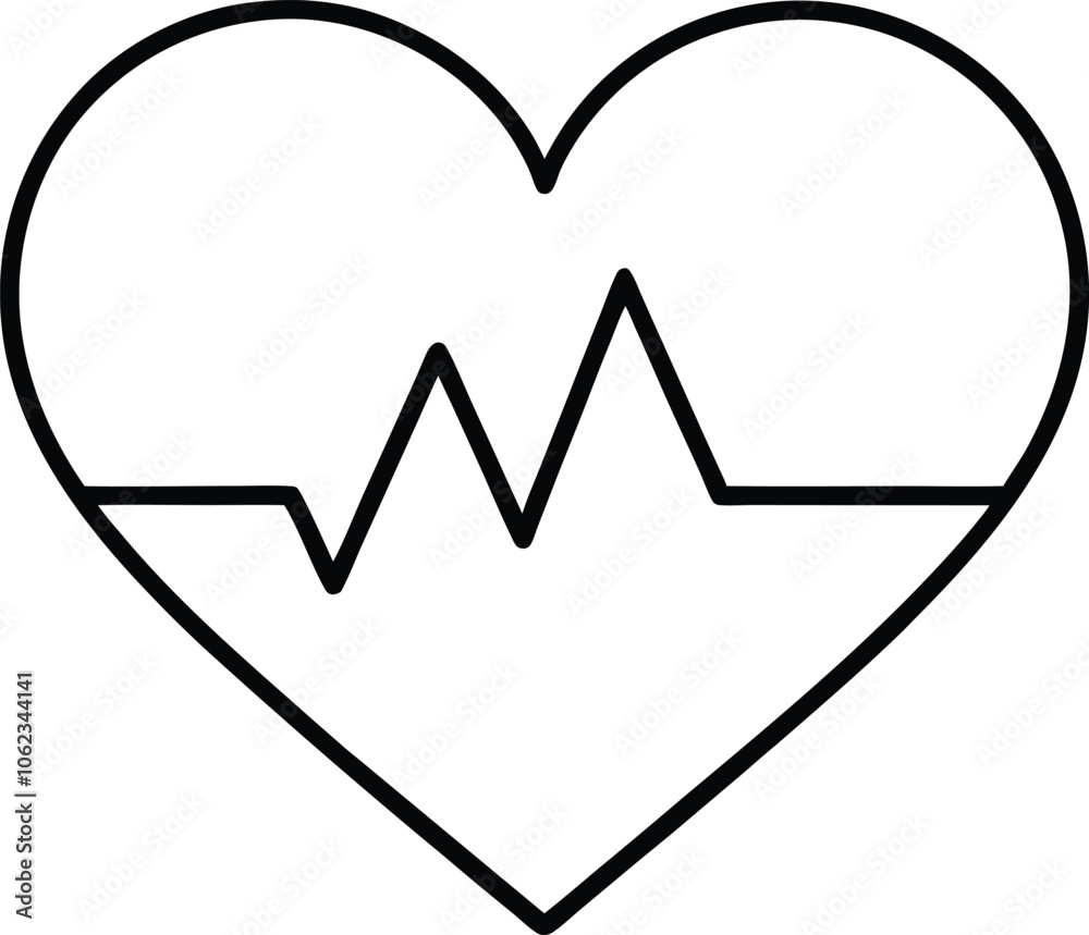 Heartbeat Line Icon in Heart Shape for Health and Wellness Concepts Heartbeat Line Icon in Heart Shape for Health and Wellness Concepts