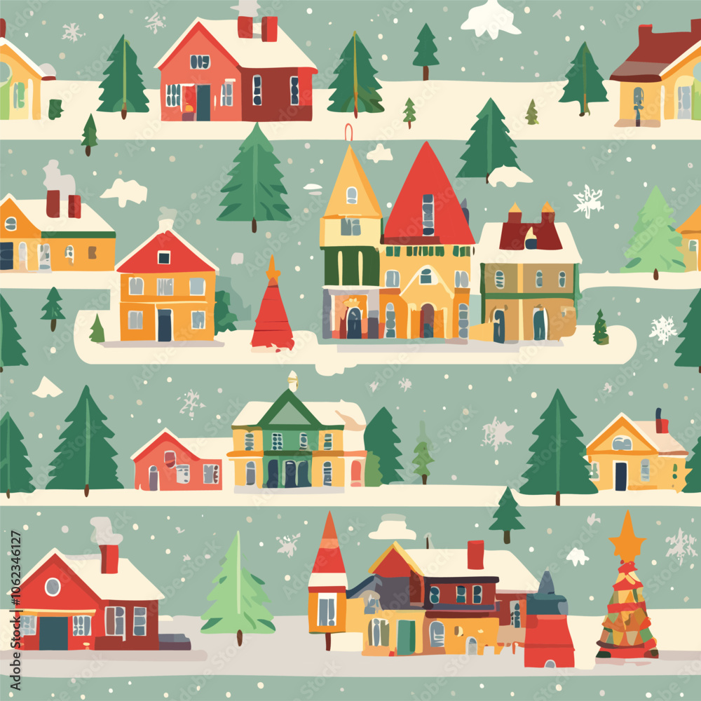 Fototapeta premium Flat illustration of christmas village 