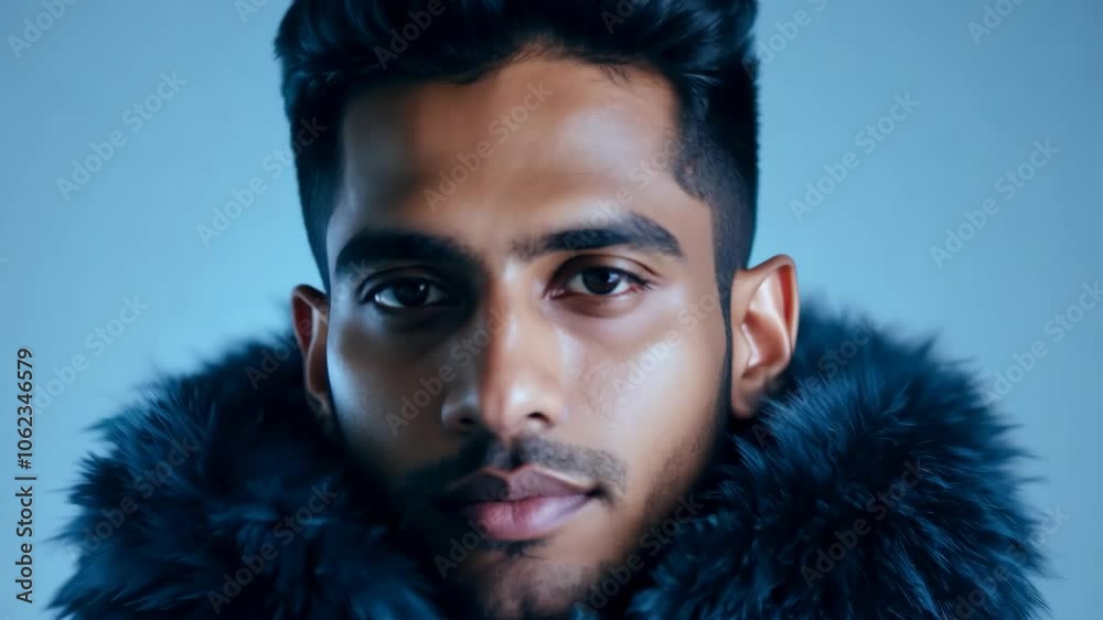 Stylish young man with fur coat - modern fashion portrait Stylish young man with fur coat - modern fashion portrait
