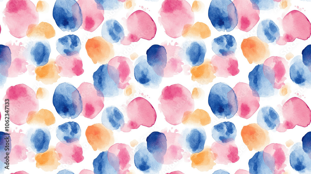 Seamless pattern of vibrant abstract watercolor designs on a clean white background perfect for fabric and wallpaper design Seamless pattern of vibrant abstract watercolor designs on a clean white background perfect for fabric and wallpaper design