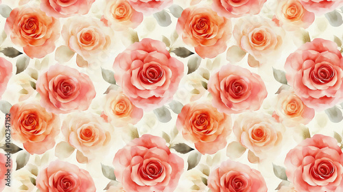 Seamless watercolor pattern featuring lush roses perfect for wedding invitations birthday cards and summer celebrations