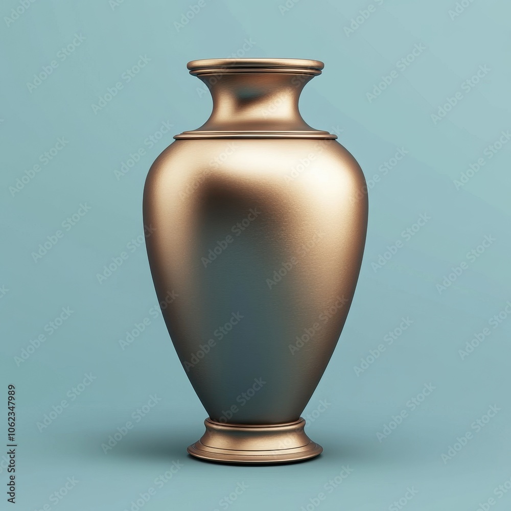 Elegant Bronze Vase on Soft Teal Background Elegant Bronze Vase on Soft Teal Background