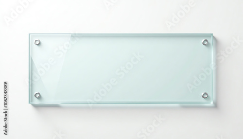 Blank glass sign plate isolated on white background