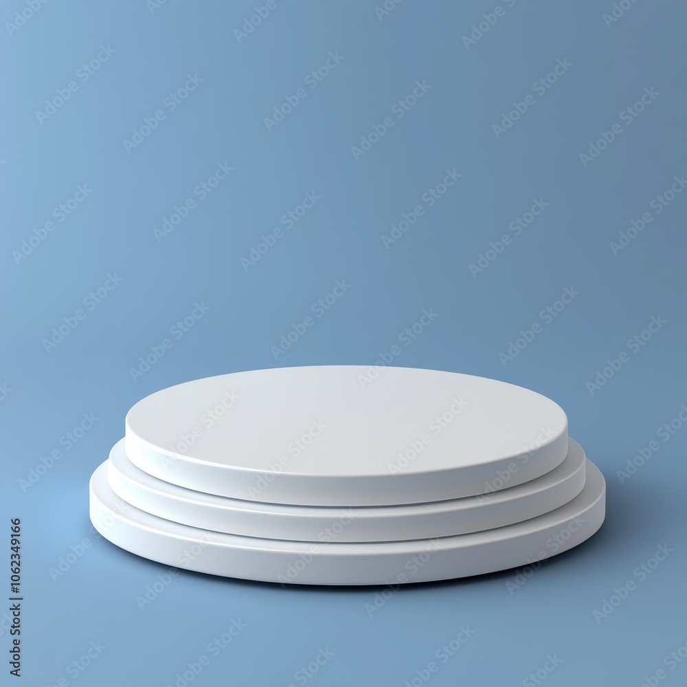 Minimalist White Podium on Blue Background Minimalist White Podium on Blue Background