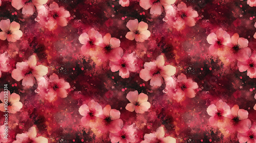 Seamless pattern of brown abstract design featuring pink artistic alcohol ink and watercolor splashes ideal for fabric or wallpaper design
