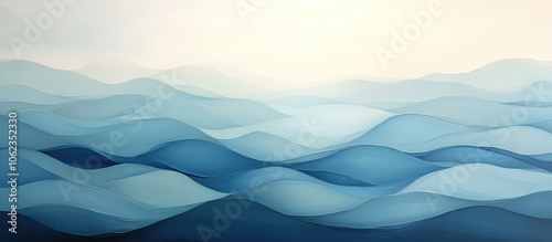 Abstract blue watercolor mountains with a white background.