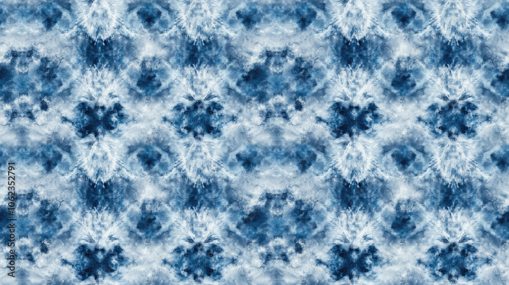 Obraz premium Seamless gray blue tie dye pattern with frost abstract elements ideal for textile design and seasonal decor