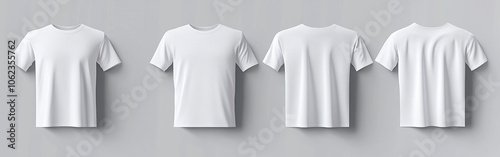 Set of white t-shirt front and back view mockups on an isolated background
