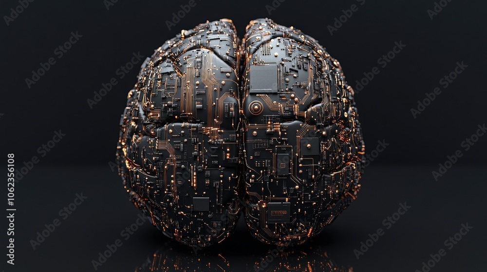 Fototapeta premium Digital Brain Concept with Circuits and Technology Elements