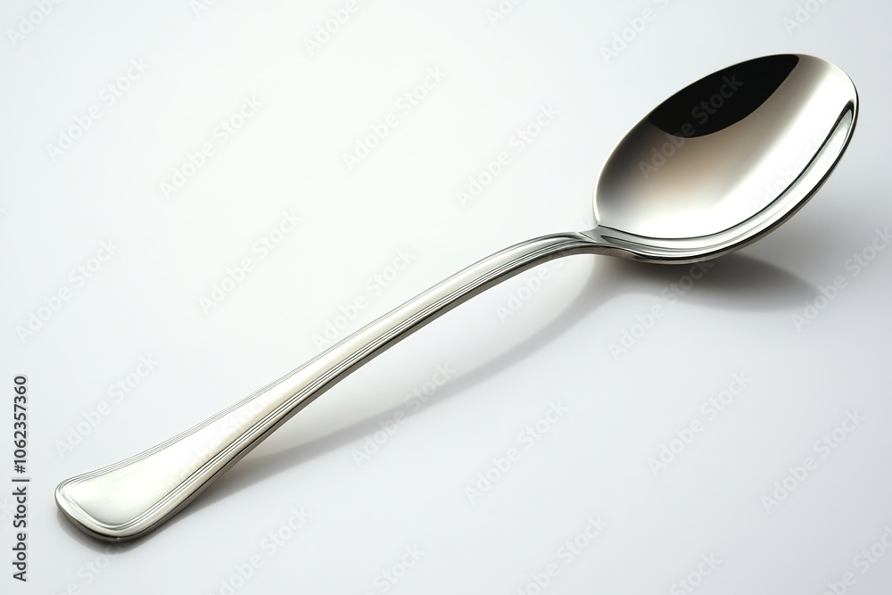 Silver spoon on white with shadow and reflection Silver spoon on white with shadow and reflection