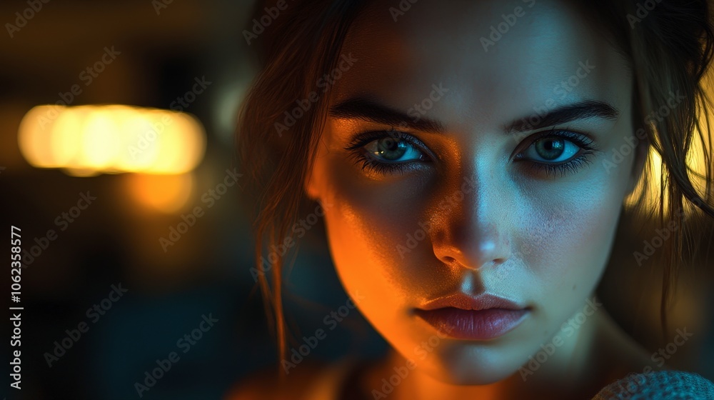 Dramatic Portrait with Close-Up Lighting Effects Dramatic Portrait with Close-Up Lighting Effects